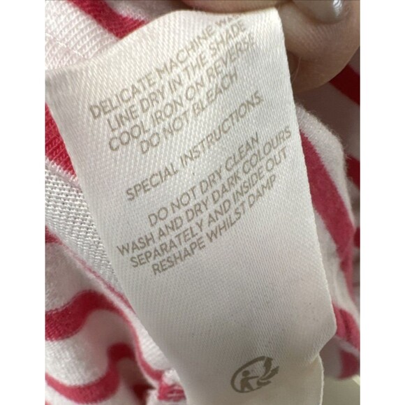 BODEN SZ 8 Dress Pink White Stripe Ruffle Sleeve Casual Rayon Modal Stretchy - Picture 9 of 13